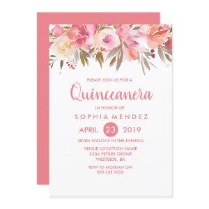 Peach Coral Flowers Quinceanera Birthday Party