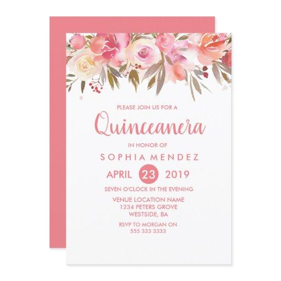 Peach Coral Flowers Quinceanera Birthday Party