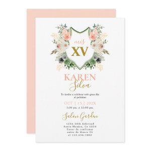 Peach floral Crest Quinceanera