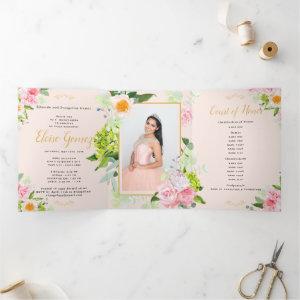 Peach Floral Trifold Quinceanera