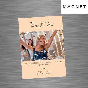 Peach photo thank you magnet card
