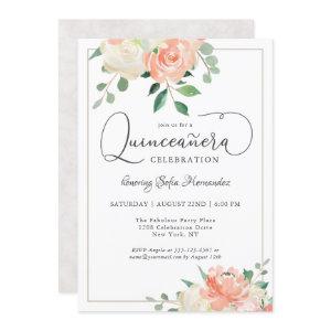 Peach Pink and White Elegant Quinceanera Party
