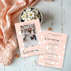 Peach Polka Dot Custom Photo Quinceañera