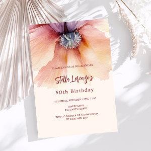 Peach watercolored floral birthday