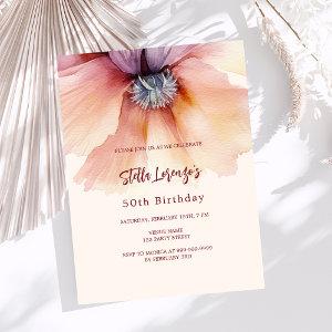 Peach watercolored floral budget birthday