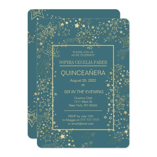Peacock Blue and Gold Quinceañera Party