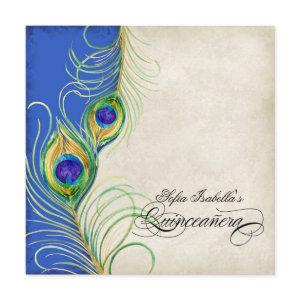 Peacock Feathers Blue Damask Quinceanera Party
