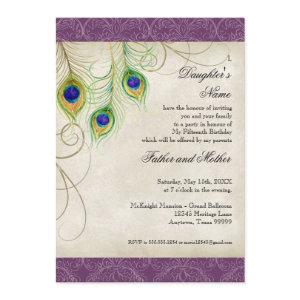 Peacock Feathers Purple Damask Quinceanera Party