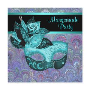 Peacock Paisley Teal Blue Purple Masquerade Party