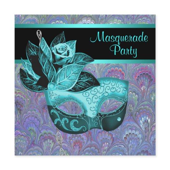 Peacock Paisley Teal Blue Purple Masquerade Party