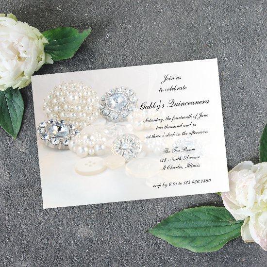 Pearl and Diamond Buttons Quinceañera Party