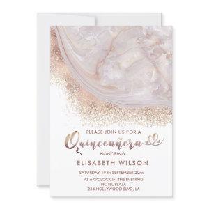 Pearl rose gold marble agate calligraphy