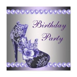 Pearls Purple High Heels Shoes Birthday Party