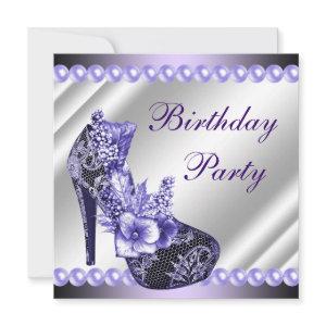 Pearls Purple High Heels Shoes Birthday Party