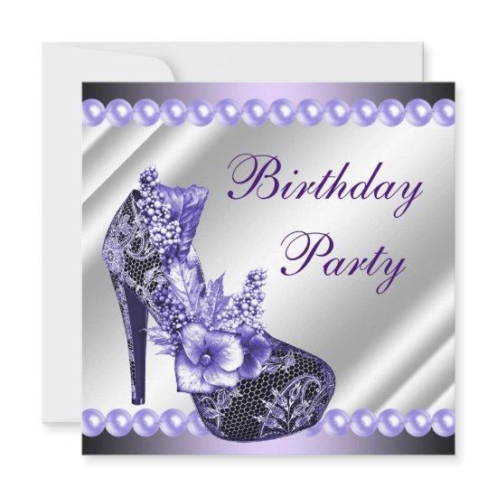 Pearls Purple High Heels Shoes Birthday Party