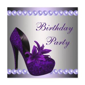 Pearls Purple High Heels Shoes Birthday Party