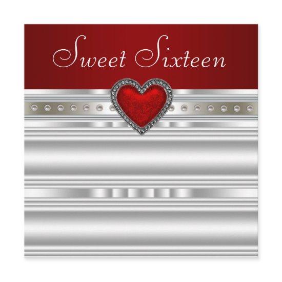 Pearls Ruby Red Heart Sweet Sixteen Birthday