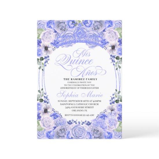 Periwinkle Blue Floral Quinceanera Birthday