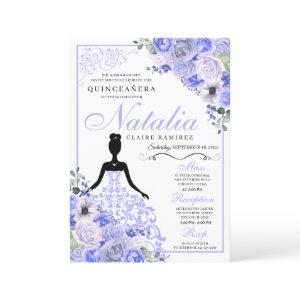 Periwinkle Blue Floral Quinceanera Birthday