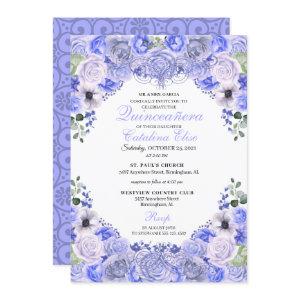 Periwinkle Blue Floral Quinceanera Birthday