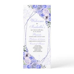 Periwinkle Blue Floral Quinceanera Program
