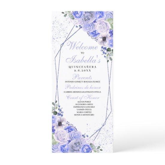 Periwinkle Blue Floral Quinceanera Program