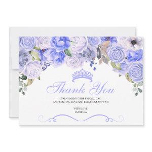 Periwinkle Blue Floral Quinceanera Thank You