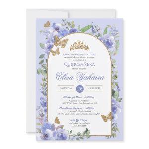 Periwinkle Blue Watercolor Golden Butterfly Quince