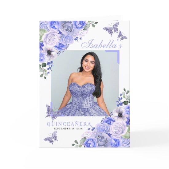 Periwinkle Floral Quinceanera Tiara Butterflies Program