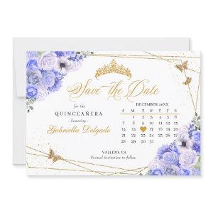 Periwinkle & Gold Quinceañera Save The Date