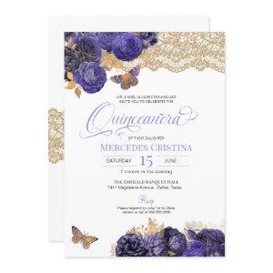 Periwinkle Roses and Lace Butterfly Quinceañera In