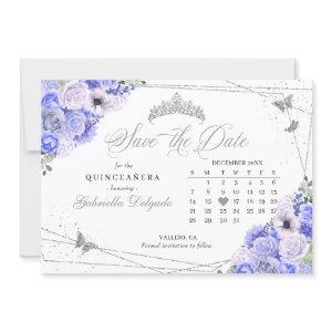 Periwinkle & Silver Quinceañera Save The Date