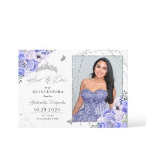 Periwinkle Silver Quinceañera Save The Date Photo
