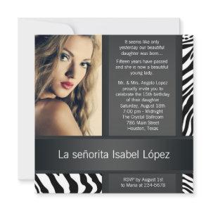 Personalized Zebra Photo Quinceanera