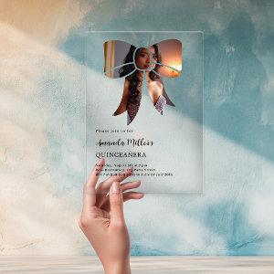 Photo bow elegant clear Quinceanera Acrylic