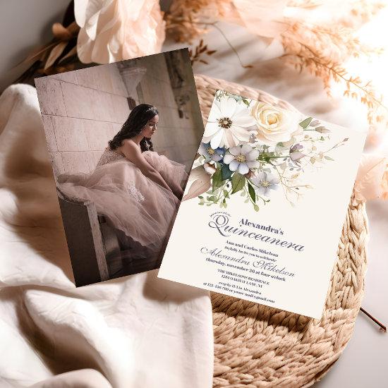 Photo Elegant Boho Wildflower Quinceanera