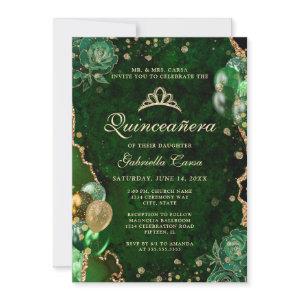 Photo Green Gold Floral Agate Quinceanera