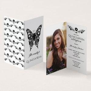 Photo Quinceanera Black White Butterfly
