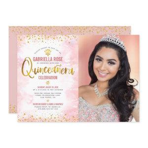 Photo Quinceañera Blush Pink Gold Glitter Tiara