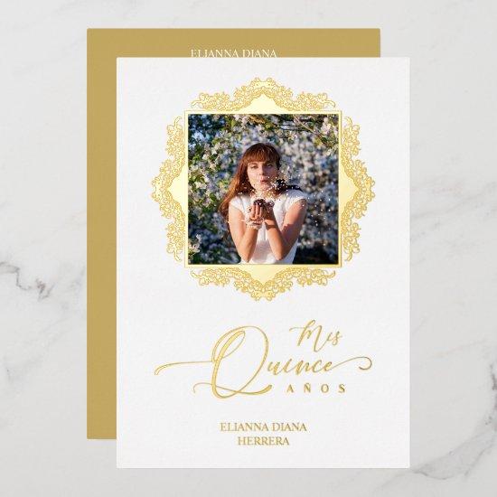 Photo Quinceañera Español Effect Golden Lace Foil