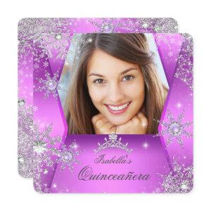 Photo Quinceanera Purple Pink Winter Wonderland