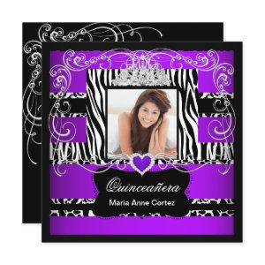Photo Quinceanera Purple White Black Zebra Cow