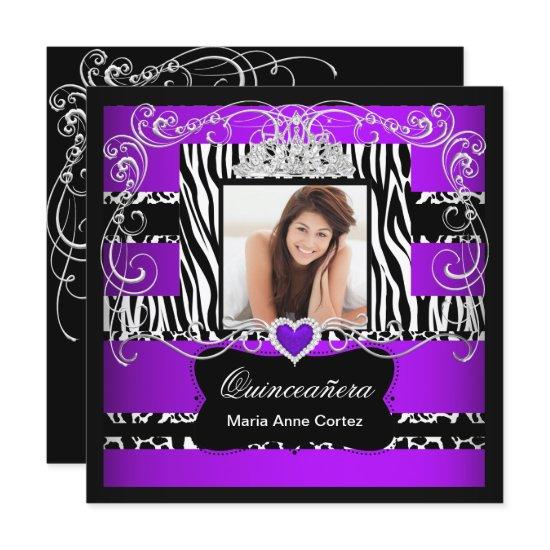 Photo Quinceanera Purple White Black Zebra Cow