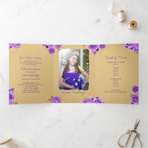 Photo Spanish Ivory and Purple Roses Quinceanera  Tri-Fold