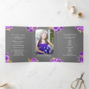 Photo Spanish Pink and Purple Roses Quinceanera  Tri-Fold