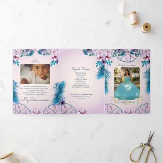 Photo Spanish Turqouise and Pink Dream catcher Tri-Fold