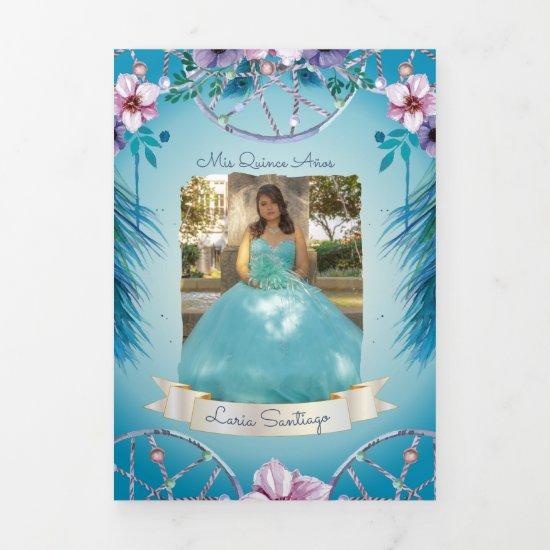 Photo Spanish Turqouise and Pink Dream catcher Tri Tri-Fold