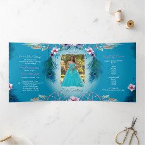 Photo Spanish Turqouise Dream catcher Quinceanera Tri-Fold