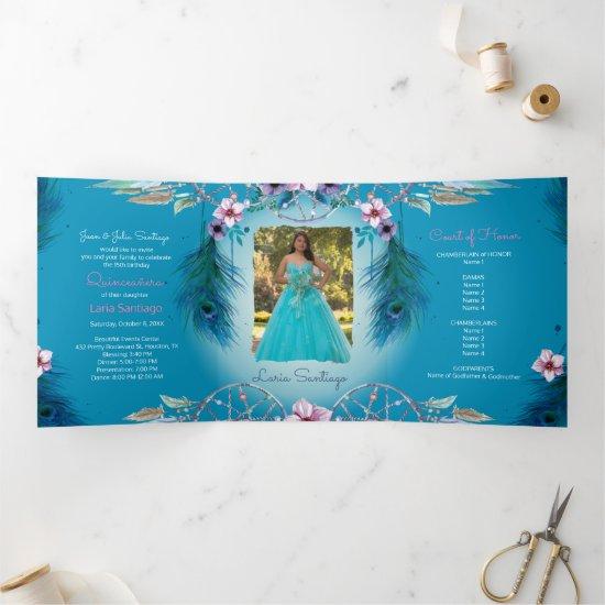 Photo Spanish Turqouise Dream catcher Quinceanera Tri-Fold