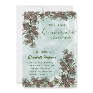 Pine cone branch watercolor Quinceañera